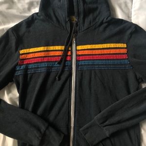 Aviator Nation 5 Stripe Zip Up Hoodie